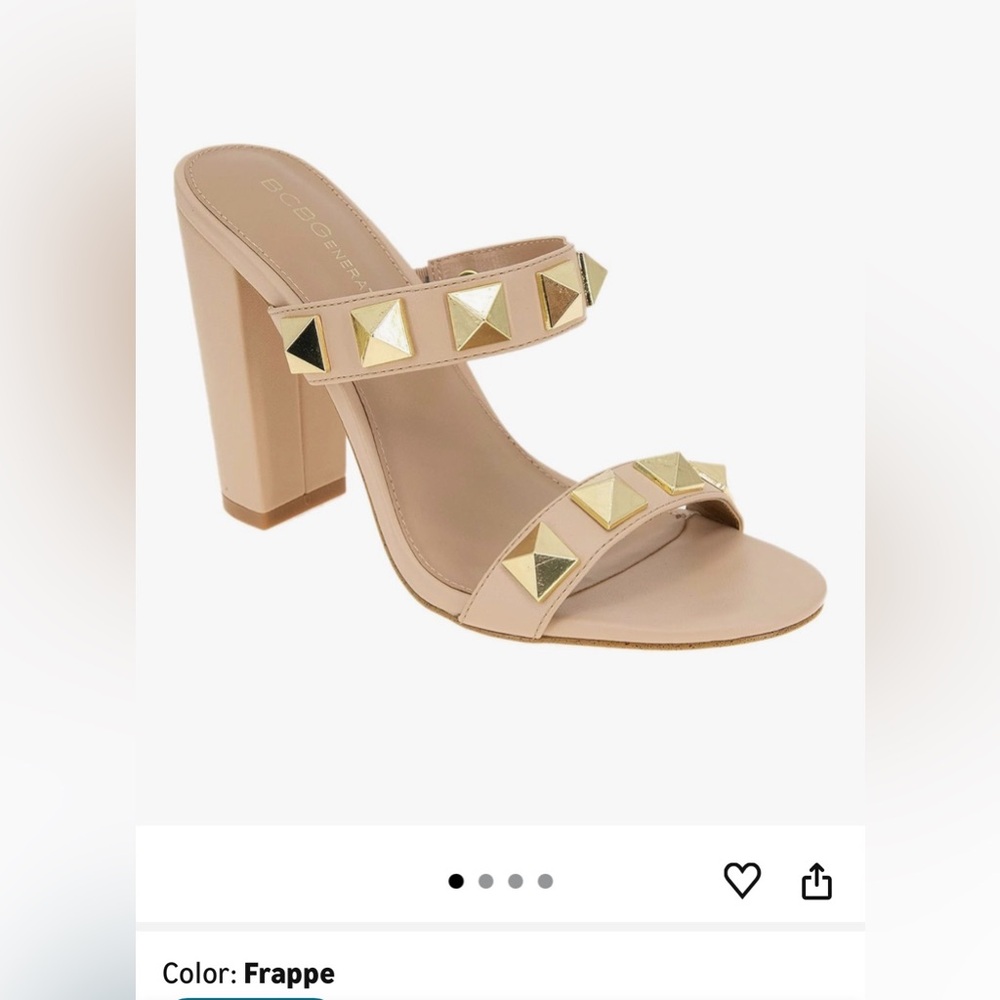 BCBGeneration Gold and Tan Studded Heels